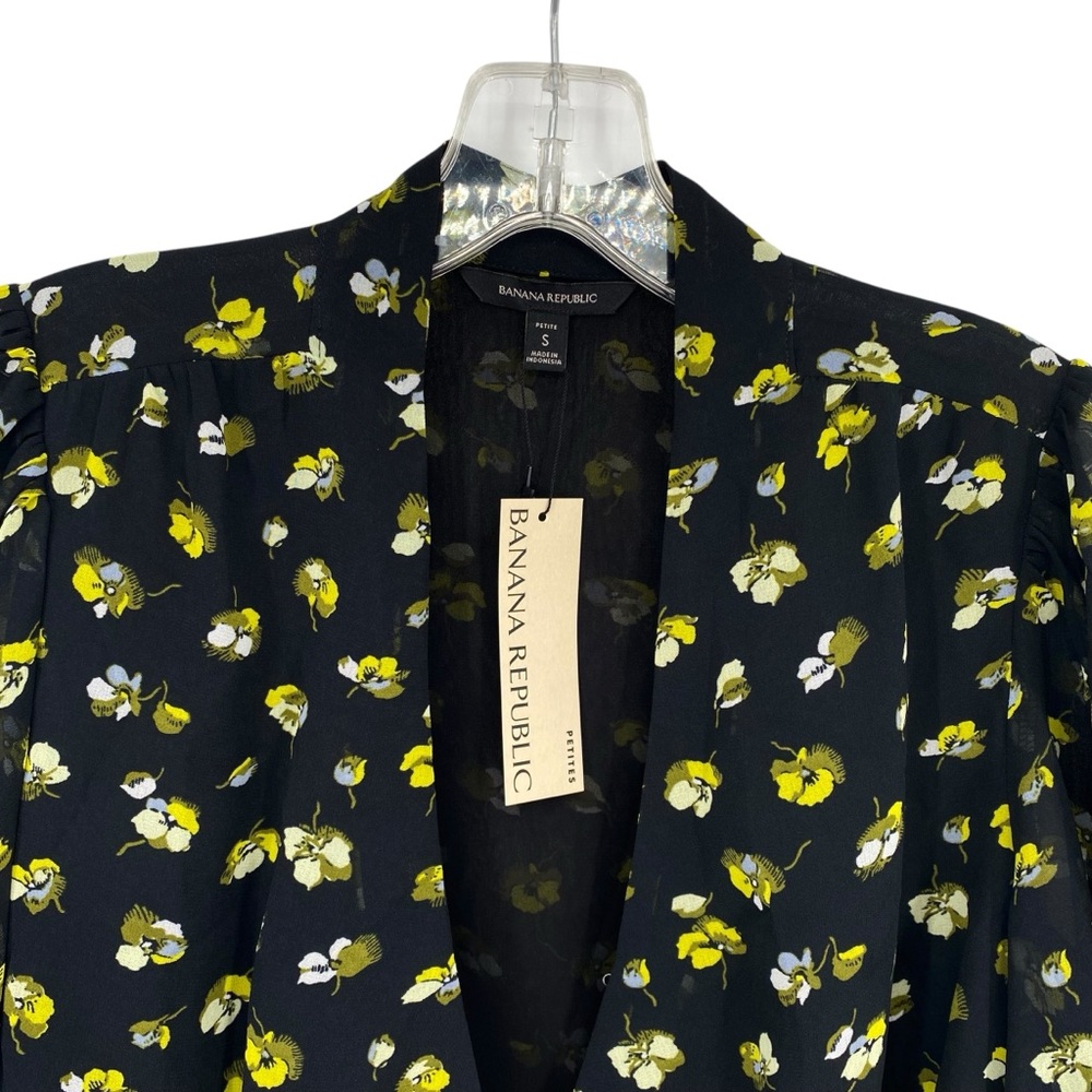 Banana Republic Floral Wrap Top Black New - Picture 4 of 13